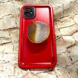 Unique phone stone with pop socket attachment
